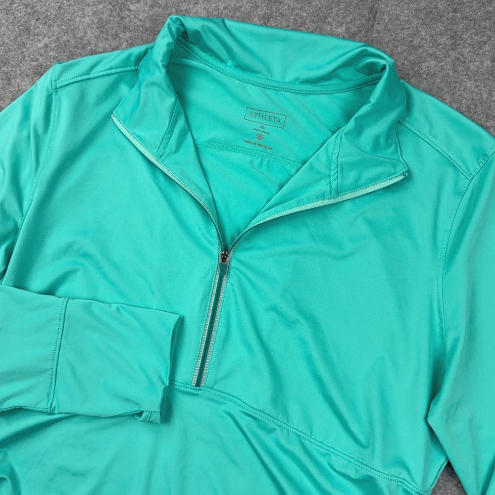 Athleta Pacifica 1/4 Zip Pullover Womens XL Mint Teal Green Ruched Active Top